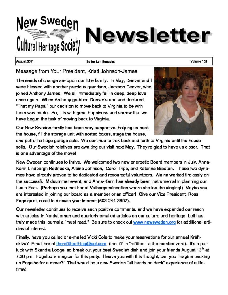 Newsletter August 2011