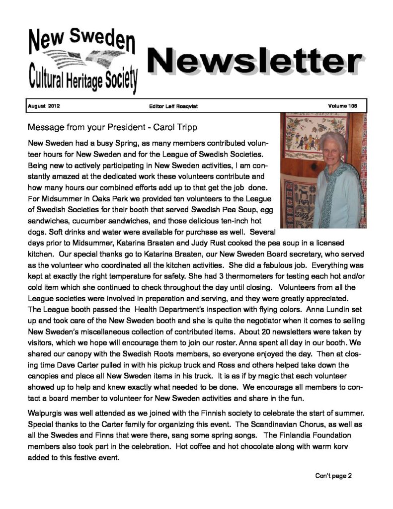 Newsletter August 2012