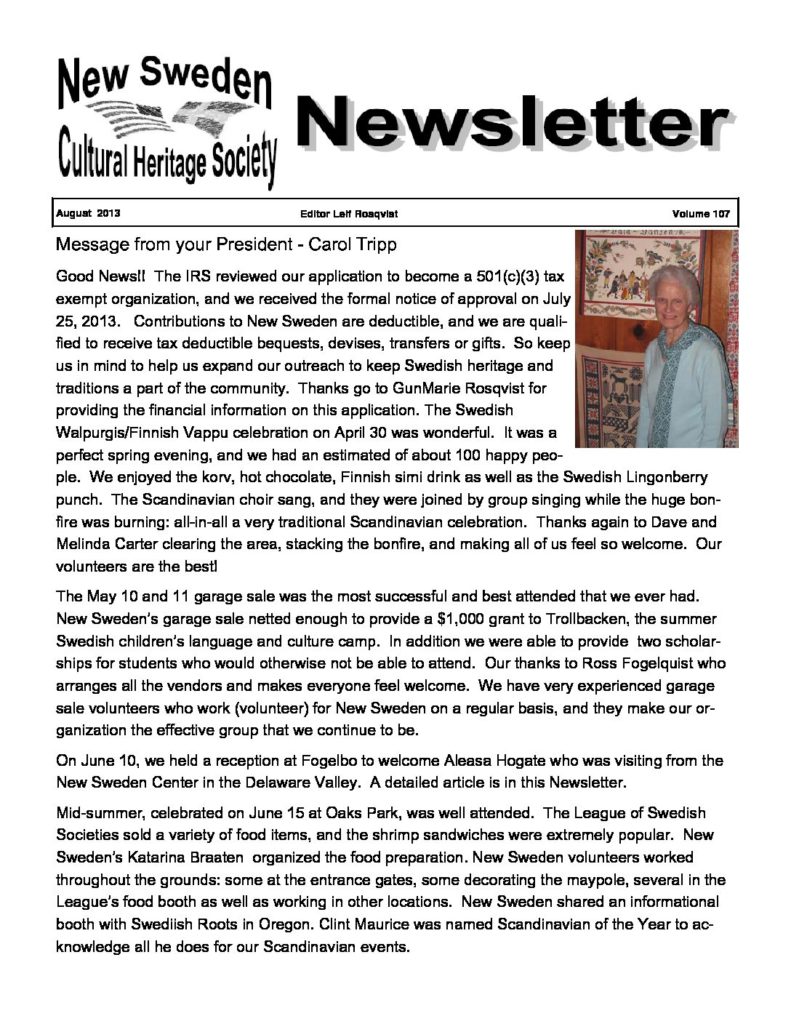 Newsletter August 2013