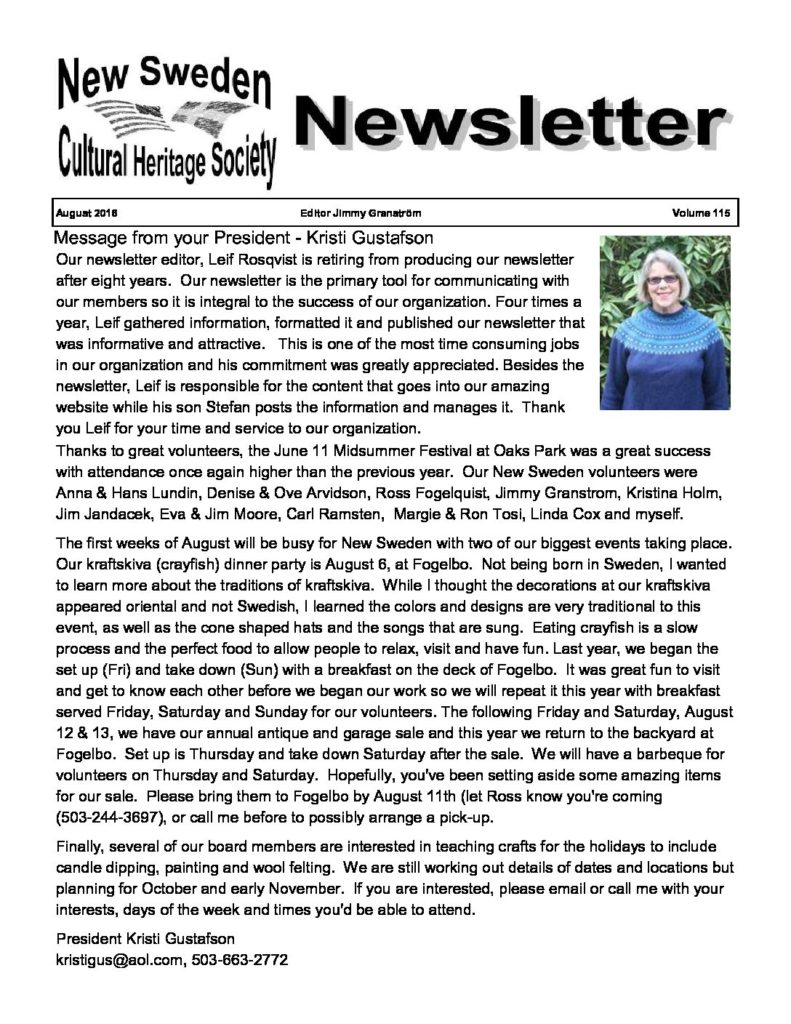 Newsletter August 2016