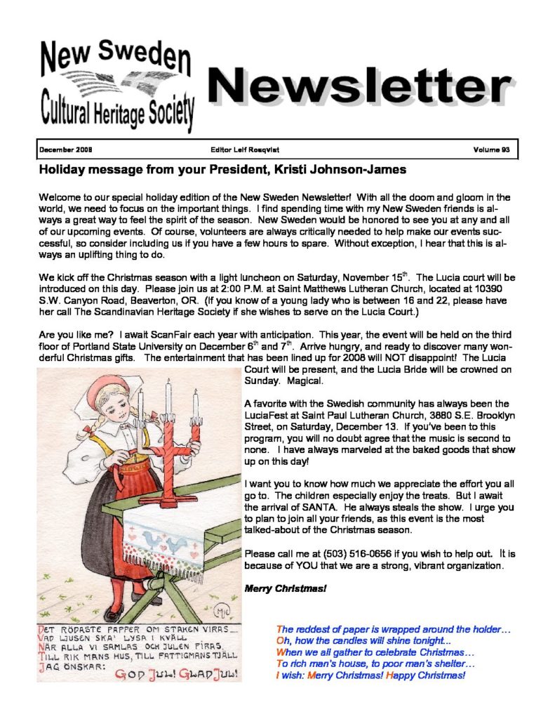 Newsletter December 2008