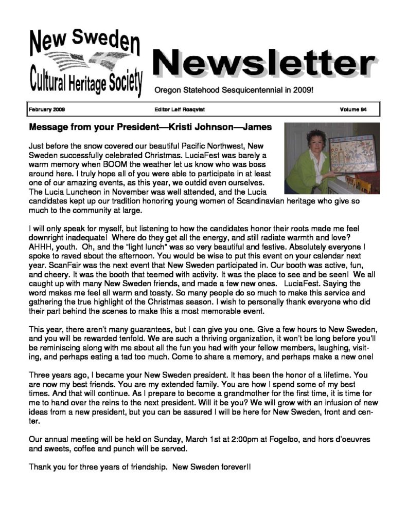 Newsletter February 2009
