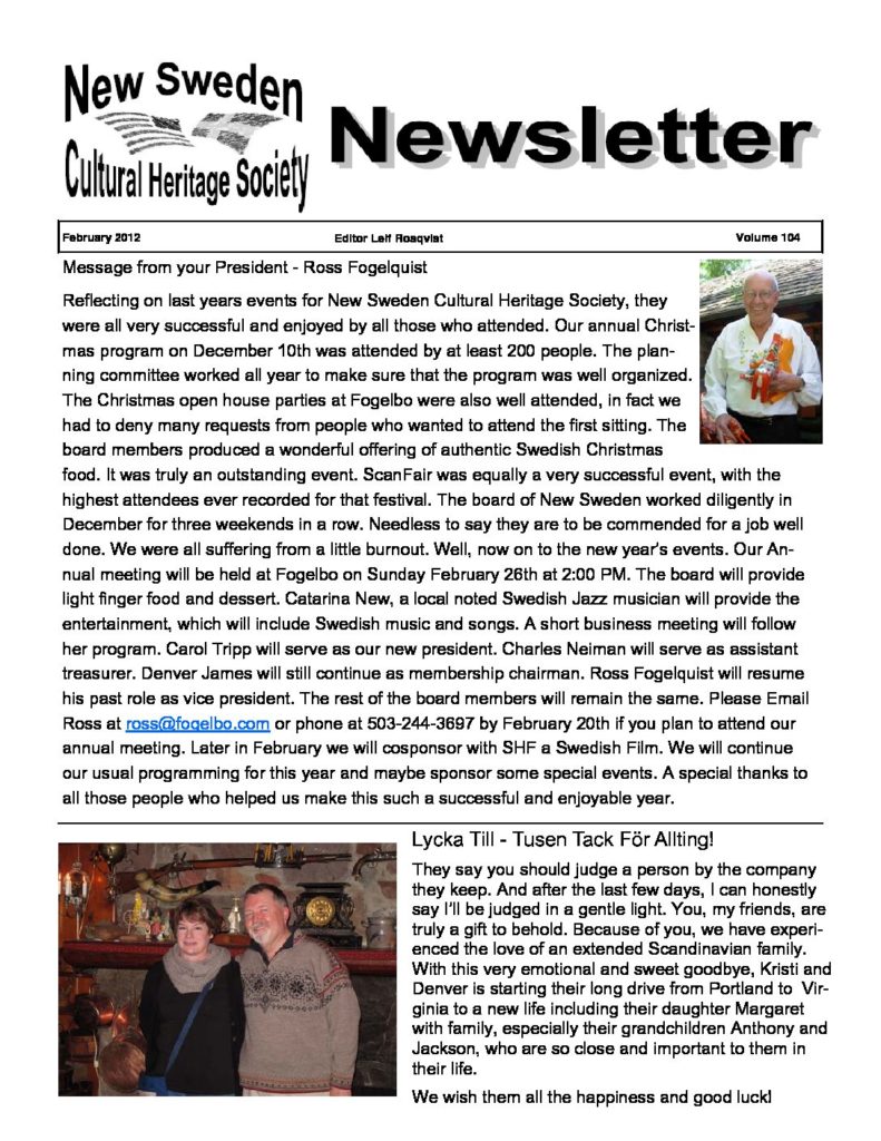 Newsletter February 2012