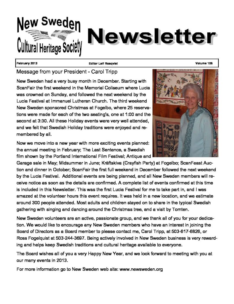 Newsletter February 2013