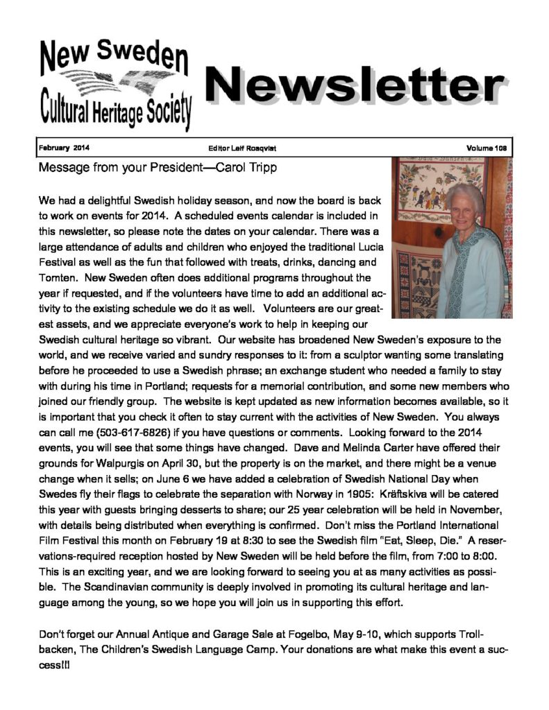Newsletter February 2014