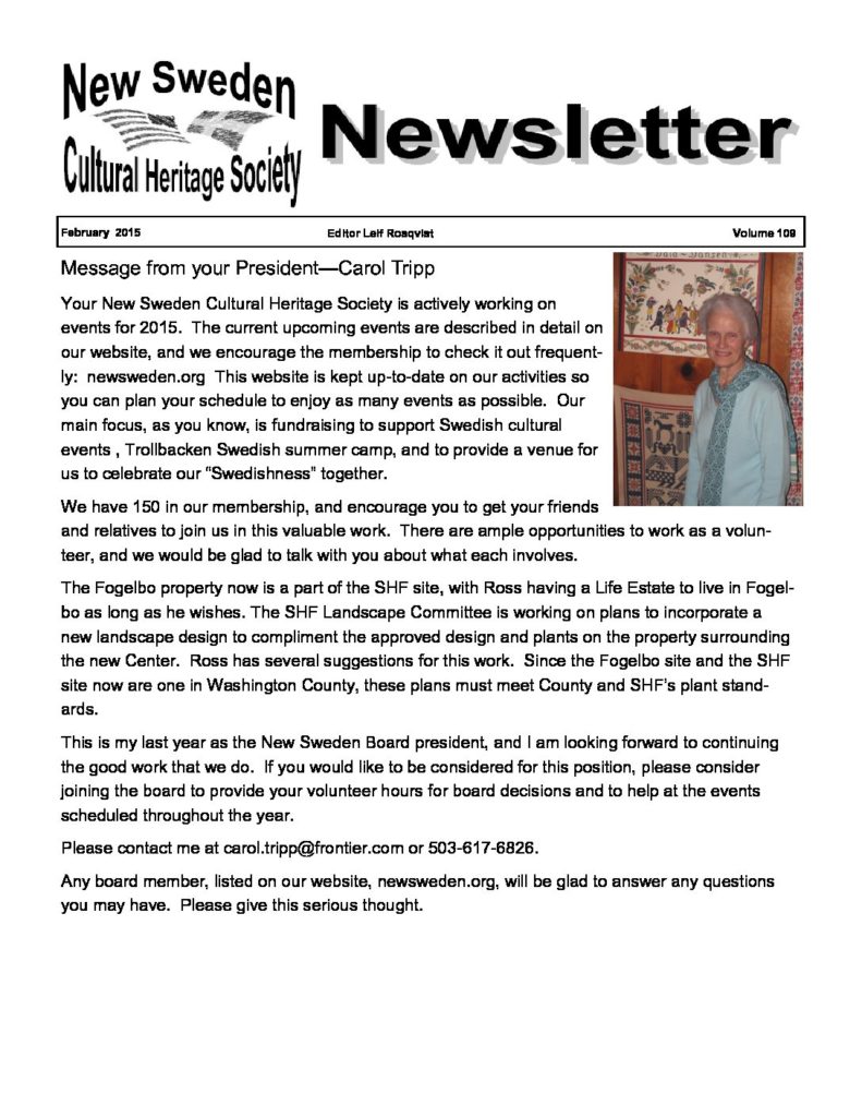 Newsletter February 2015