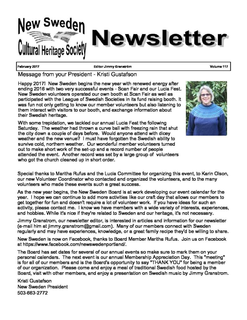 Newsletter February 2017