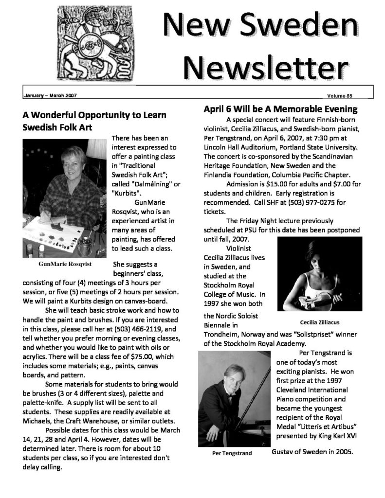 Newsletter January 2007