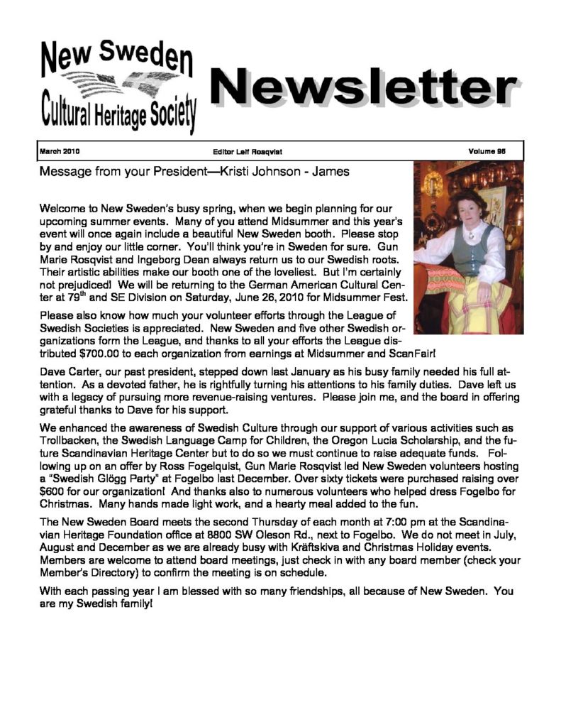 Newsletter March 2010