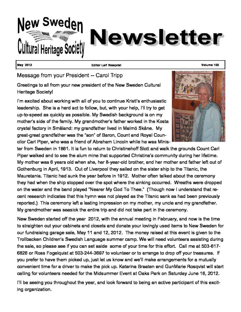 Newsletter May 2012