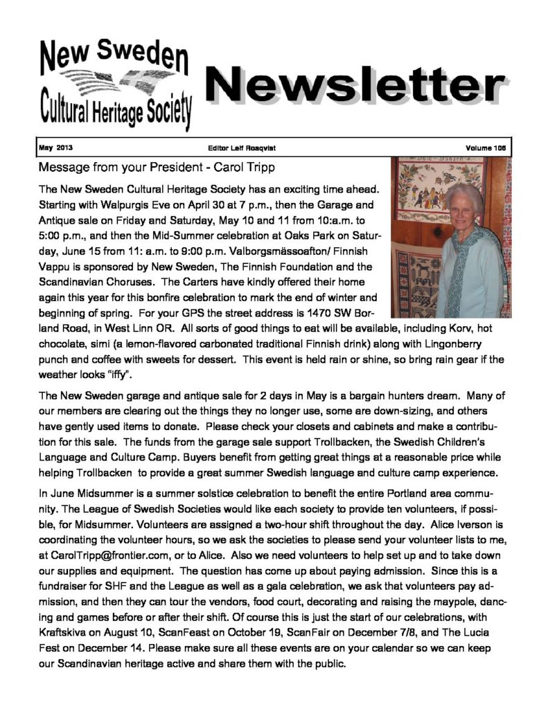 Newsletter May 2013