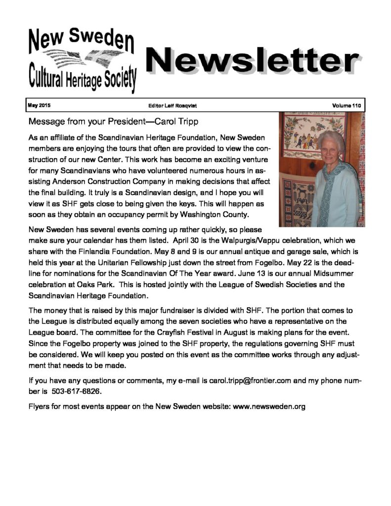 Newsletter May 2015
