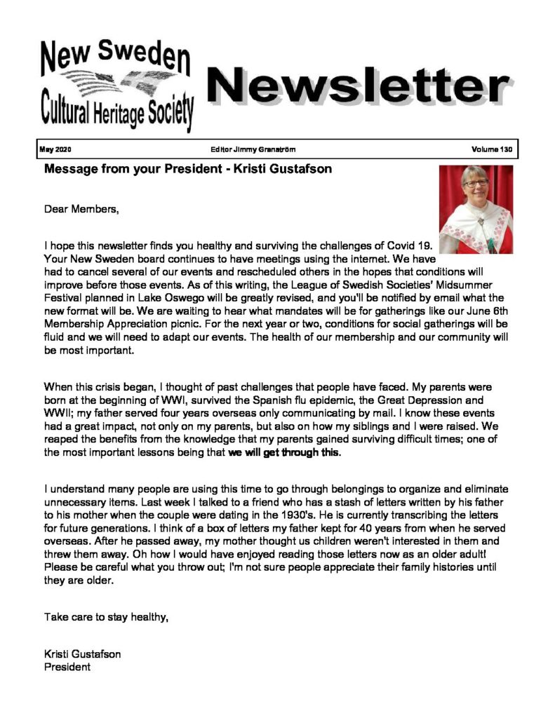 Newsletter May 2020