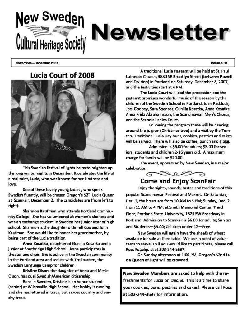 Newsletter November 2007