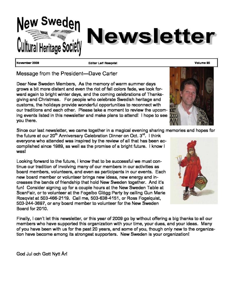 Newsletter November 2009