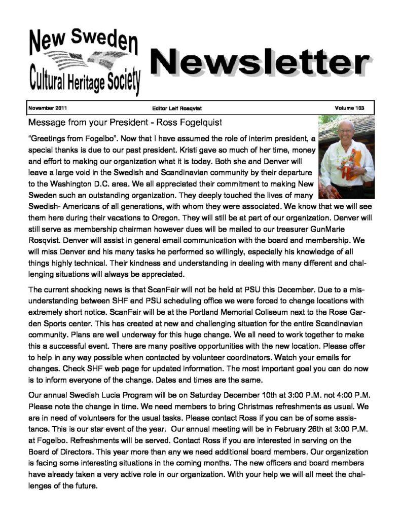 Newsletter November 2011