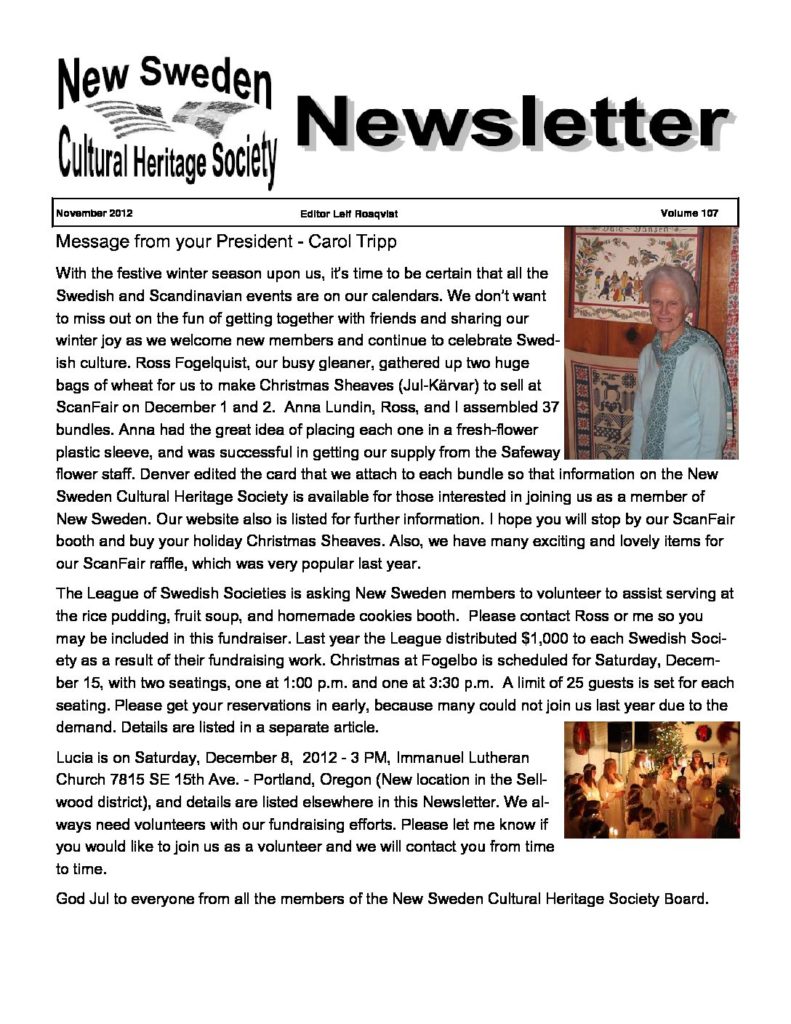 Newsletter November 2012