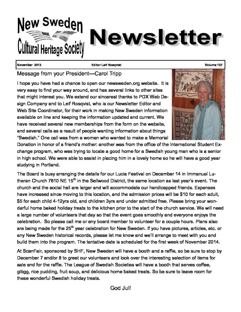 Newsletter November 2013