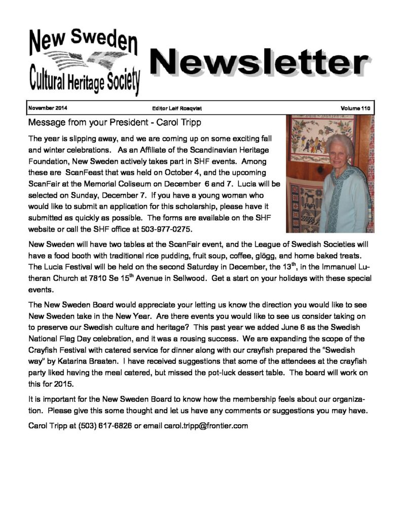 Newsletter November 2014