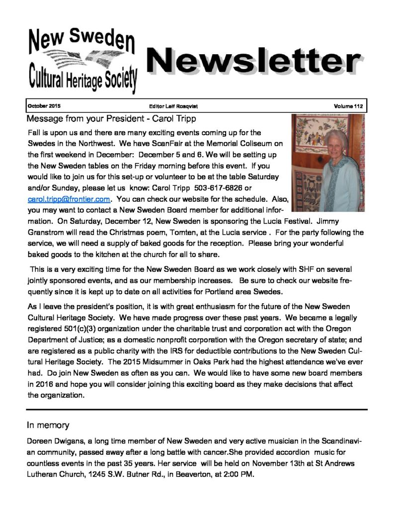 Newsletter November 2015