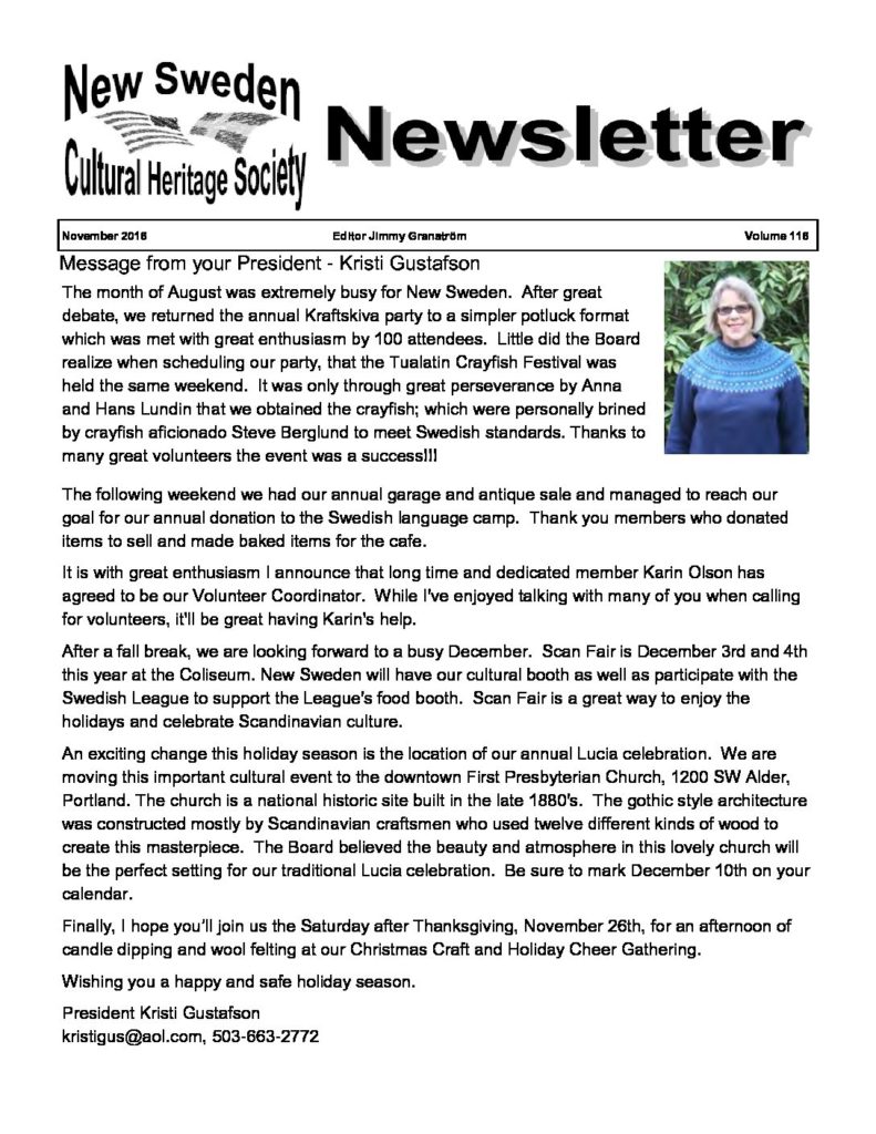 Newsletter November 2016