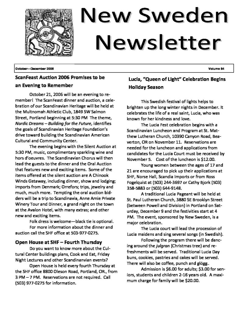 Newsletter October 2006
