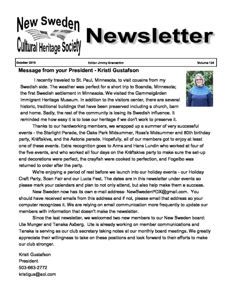 Newsletter October 2018