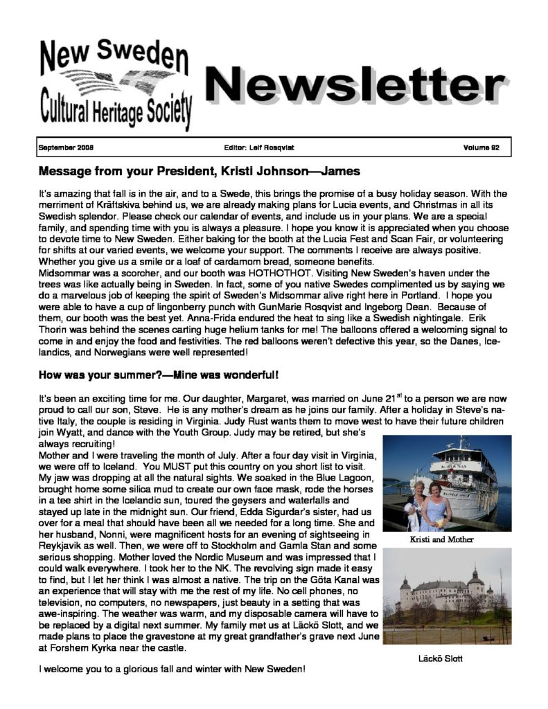 Newsletter September 2008