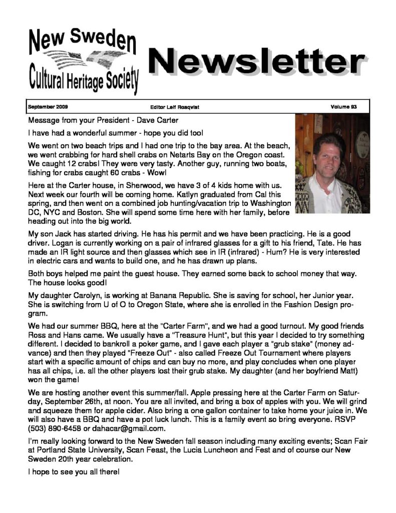Newsletter September 2009