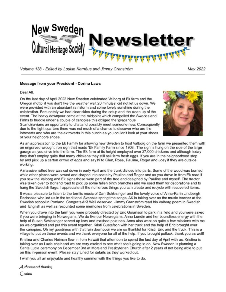 New Sweden Newsletter - May 2022